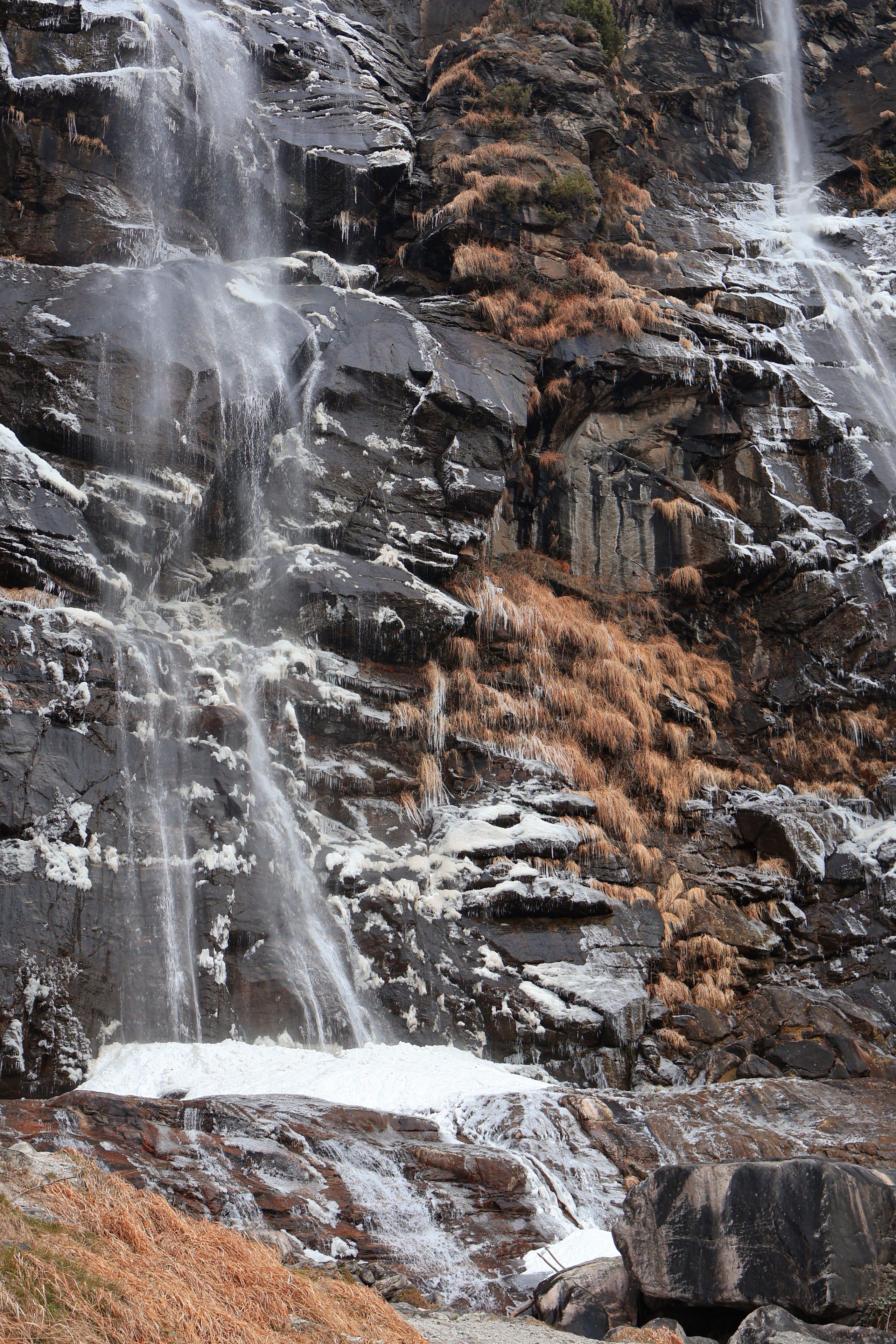 A partially frozen waterfall in the Chiavenna valley, Italy